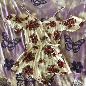 White Burgundy Flower Romper!